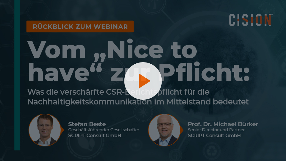 Rückblick zum Webinar: CSR-Berichtspflicht für die Nachhaltigkeits- kommunikation im Mittelstand